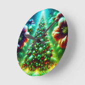 Two Brightly Decorated Christmas Trees on a Modern Runde Wanduhr (Winkel)