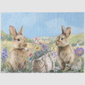 Two Bunnies with Wild Flowers Rucksack Easter Seidenpapier (Vorderseite)