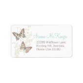 Two butterflies graphic wedding reply labels adressaufkleber (Vorne)