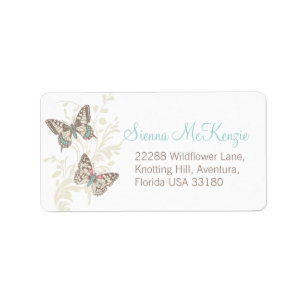 Two butterflies graphic wedding reply labels adressaufkleber