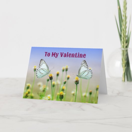 Two Butterflies In A Garden Valentine Day Card Karte (Vorderseite)