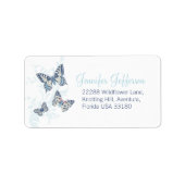 Two butterflies inked blue wedding adressaufkleber (Vorne)