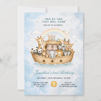Two By Two Animals Party Noah Ark Einladung
