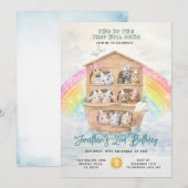 TWO BY TWO Noah's Ark Birthday Rainbow Einladung (Vorne/Hinten)