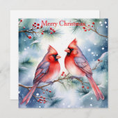 Two Cardinals Feiertagskarte (Vorne/Hinten)