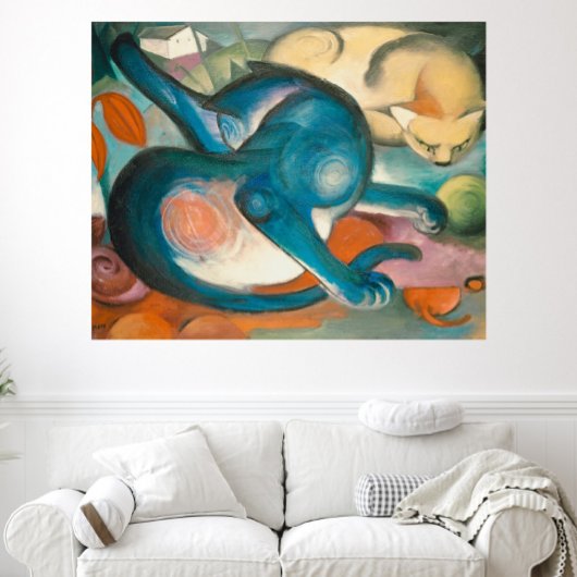 Two Cats, Blue and Yellow (1912) by Franz Marc Poster
