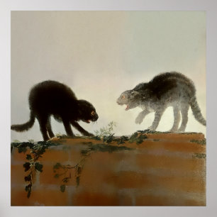 "Two Cats Fighting" von Francisco Goya Poster