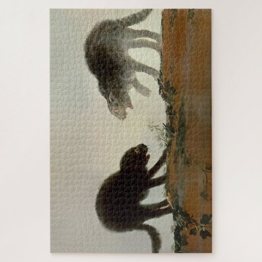 "Two Cats Fighting" von Francisco Goya Puzzle (Vertikal)