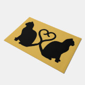 Two Cats Heart Silhouette Fußmatte (Schrägansicht)