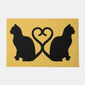 Two Cats Heart Silhouette Fußmatte (Vorderseite)