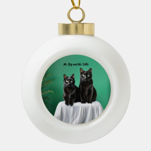 Two Cats  Keramik Kugel-Ornament (Vorderseite)