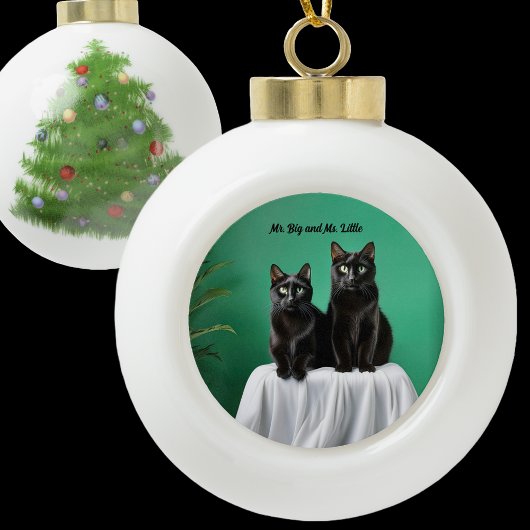 Two Cats Keramik Kugel-Ornament