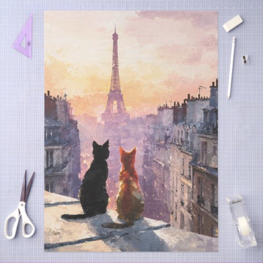 Two Cats On A Paris Rooftop Seidenpapier (Basteln)