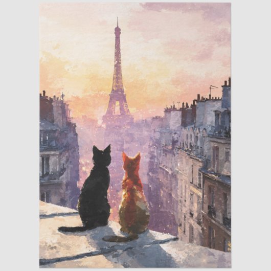 Two Cats On A Paris Rooftop Seidenpapier (Vorderseite)