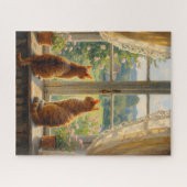Two Cats sitting in a bay window seat  Puzzle (Horizontal)