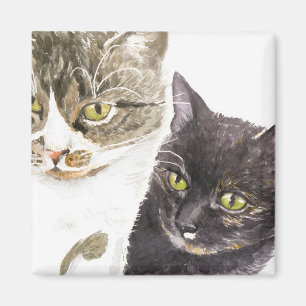 Two cats - tabby and tortie magnet