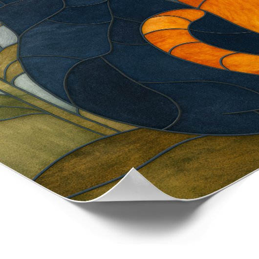 Two Cats with Sunflowers Stained Glass Pattern Poster (Ecke)