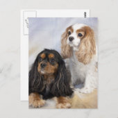 Two Cavalier King Charles Spaniels Postkarte (Vorne/Hinten)