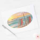 "Two Chairs By The Sea" Ovaler Aufkleber (Umschlag)