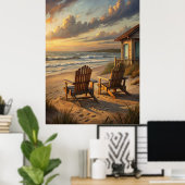 Two Chairs on a Beach Poster (Heimbüro)