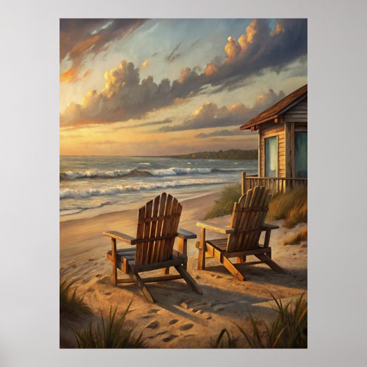 Two Chairs on a Beach Poster (Vorne)