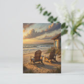 Two Chairs on a Beach Postkarte (Stehend Vorderseite)