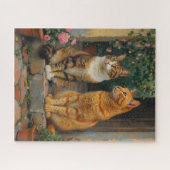 Two charming cats sitting on steps puzzle (Horizontal)