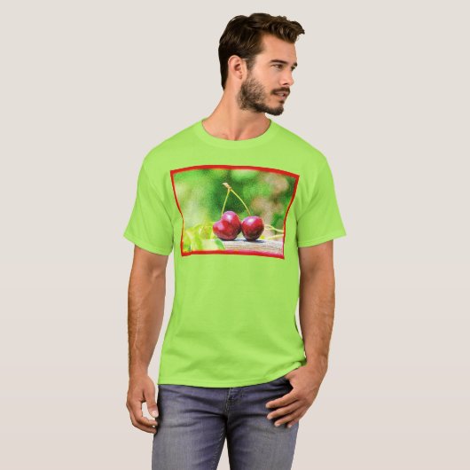"Two Cherries Fruit" Niedliches Foto. Jetzt kaufen T-Shirt (Vorne ganz)