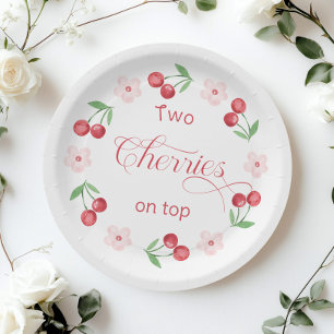 Two Cherries on Top Zwillinge Babyparty Pappteller