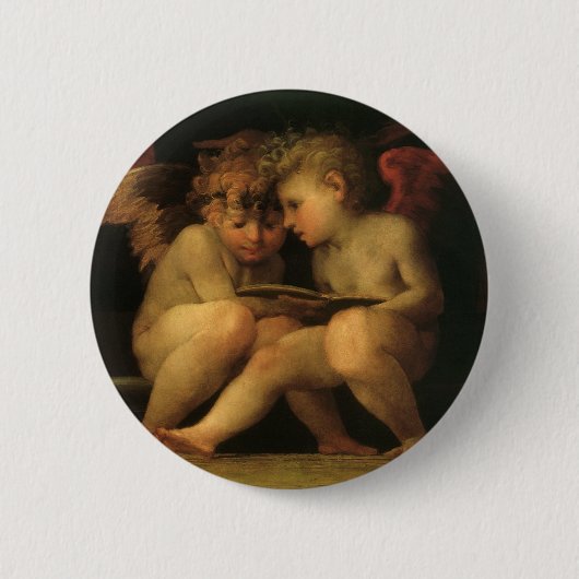 Two Cherubs Reading by Rosso Fiorentino, Angels Button (Vorderseite)