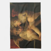 Two Cherubs Reading by Rosso Fiorentino, Angels Geschirrtuch (Vertikal)
