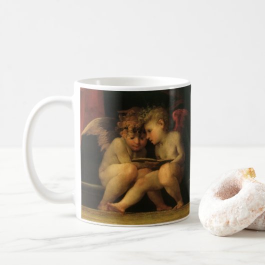 Two Cherubs Reading by Rosso Fiorentino, Angels Kaffeetasse (Mit Donut)
