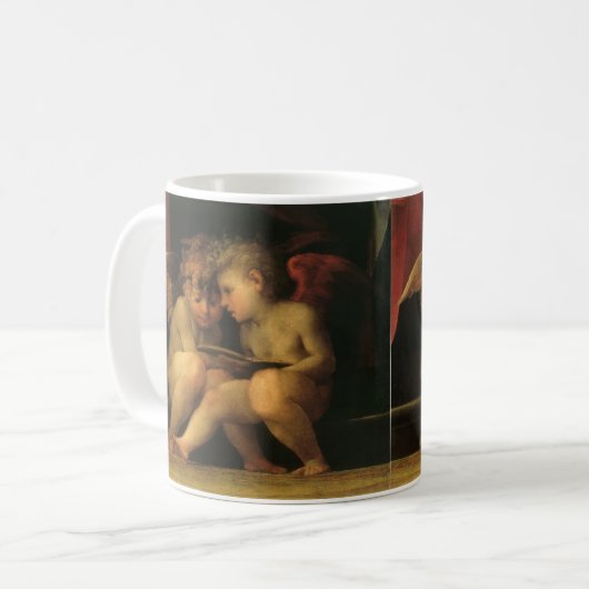 Two Cherubs Reading by Rosso Fiorentino, Angels Kaffeetasse (Vorderseite Links)