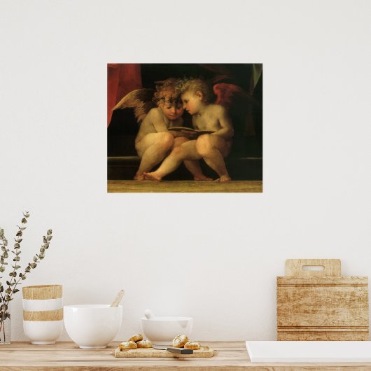 Two Cherubs Reading by Rosso Fiorentino, Angels Poster (Küche)
