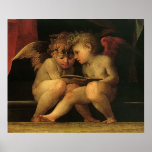 Two Cherubs Reading by Rosso Fiorentino, Angels Poster (Vorne)