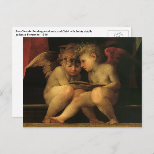 Two Cherubs Reading by Rosso Fiorentino, Angels Postkarte (Vorne/Hinten)