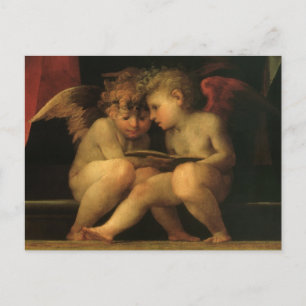 Two Cherubs Reading by Rosso Fiorentino, Angels Postkarte