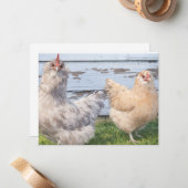Two Chickens Cute Farm Note Cards Mitteilungskarte (Vorderseite/Rückseite Beispiel)