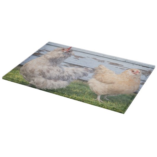 Two Chickens Cutting Board Farmhouse Style Schneidebrett (Ecke)