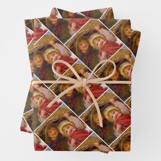 Two children in the snow by Frederick Morgan Geschenkpapier Set (Beispiel)