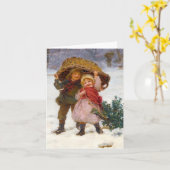 Two children in the snow by Frederick Morgan Karte (Gelbe Blume)