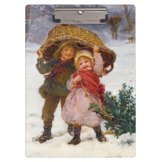 Two children in the snow by Frederick Morgan Klemmbrett (Vorderseite)