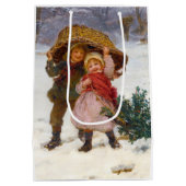 Two children in the snow by Frederick Morgan Mittlere Geschenktüte (Rückseite)