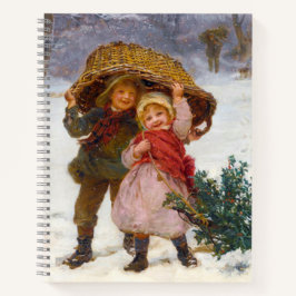 Two children in the snow by Frederick Morgan Notizblock