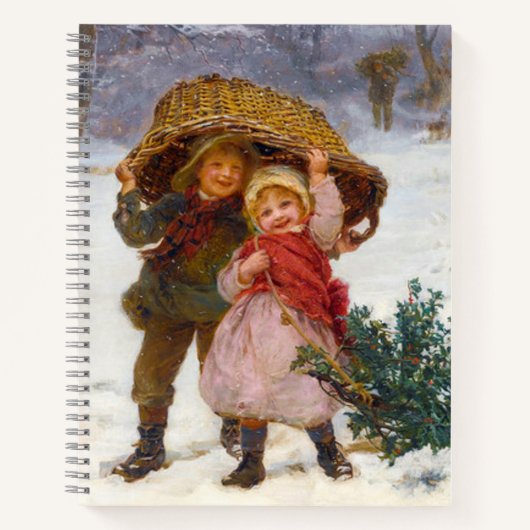 Two children in the snow by Frederick Morgan Notizblock (Vorderseite)
