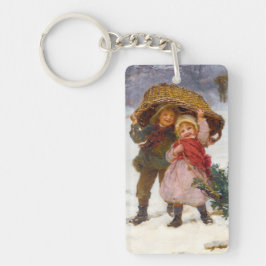 Two children in the snow by Frederick Morgan Schlüsselanhänger
