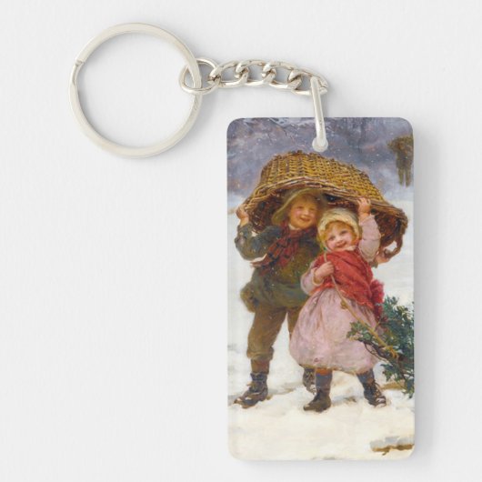 Two children in the snow by Frederick Morgan Schlüsselanhänger (Vorderseite)