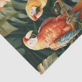 Two Colorful Parrots Tropical Flower Branch Seidenpapier (Ausschnitt)