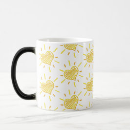 Two-colour coffee mug with hearts design. verwandlungstasse