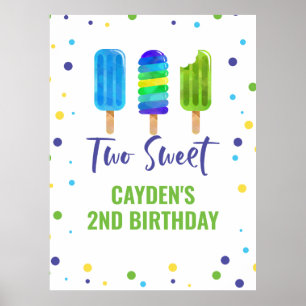 Two Cool 2. Geburtstag Eis Am Rande Blau Grün Poster